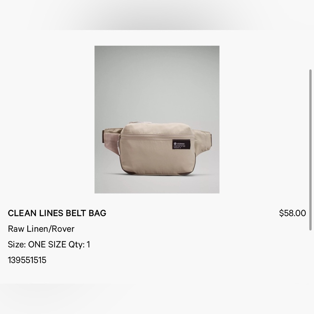 Clean lines belt bag lululemon in raw linen nylon
